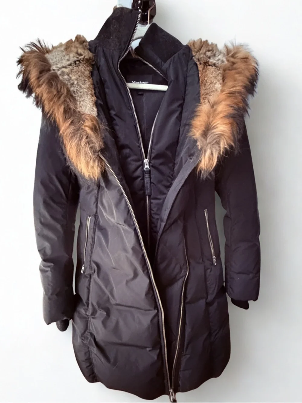 Mackage KAY Black Fur Trim Down Parka Coat Size S/P Never Worn - Picture 1 of 3